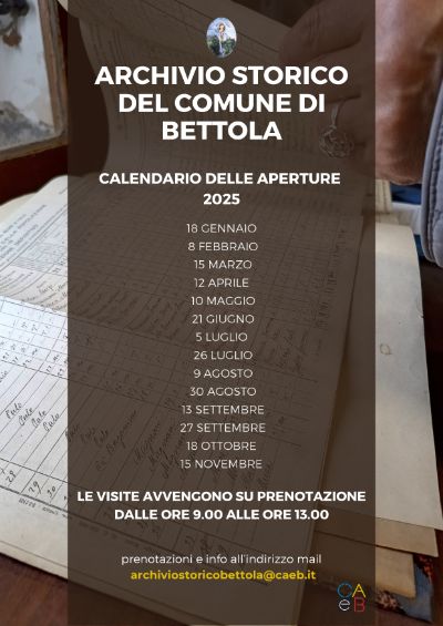 calendario apertura archivio storico 2025
